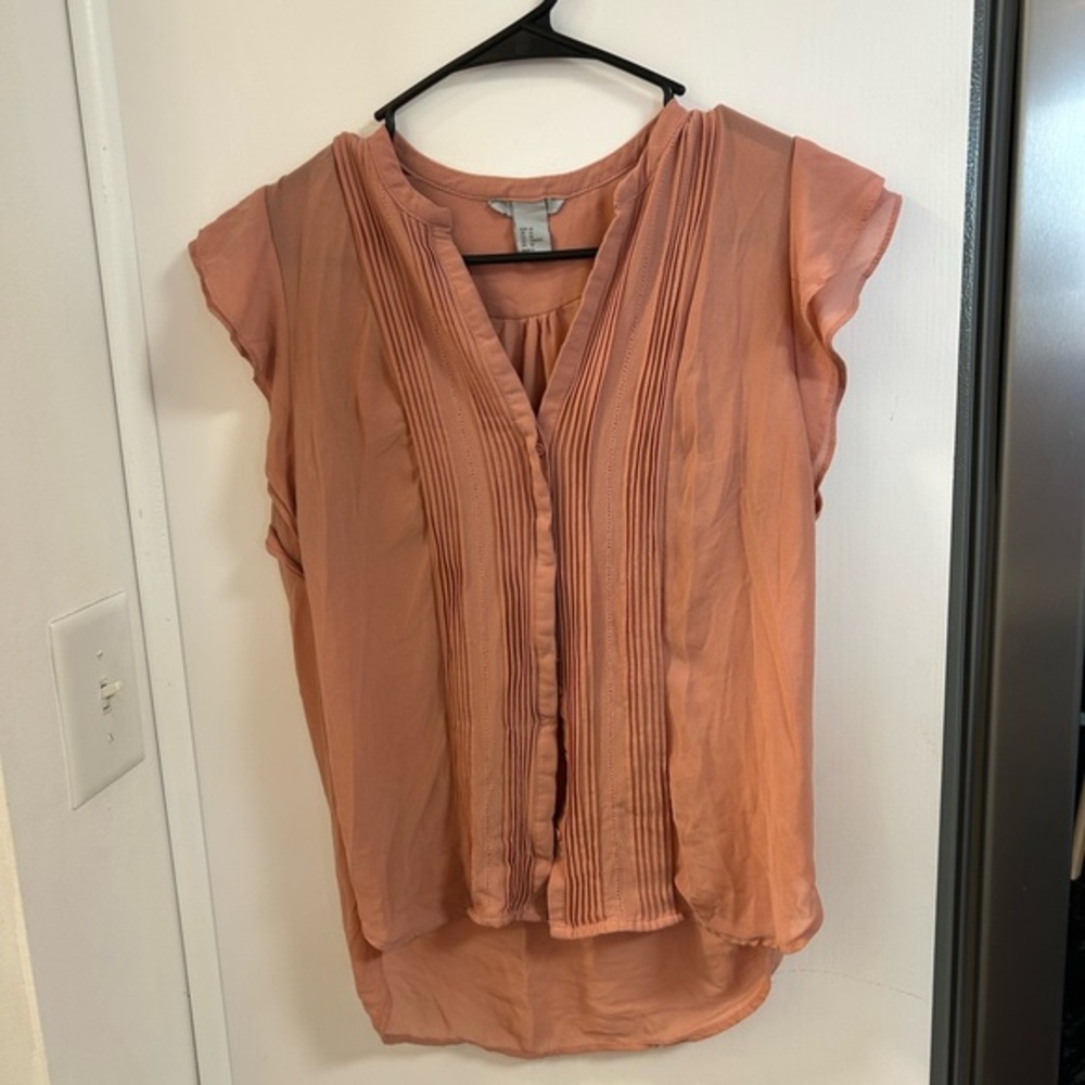 H&M Coral Pleated Blouse